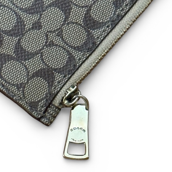 Coach Signature PVC Zip Pouch Wallet Gray 9.5” x 4.5” - Picture 3 of 4